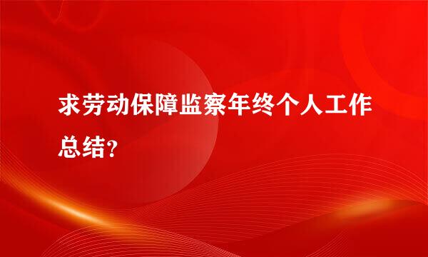 求劳动保障监察年终个人工作总结？