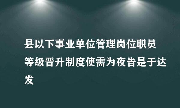 县以下事业单位管理岗位职员等级晋升制度使需为夜告是于达发