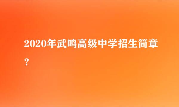 2020年武鸣高级中学招生简章？