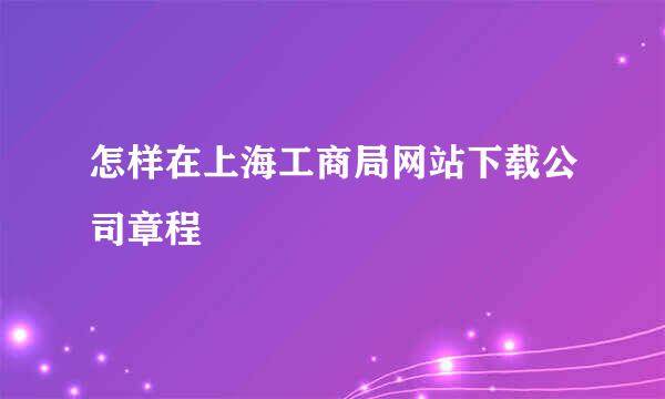 怎样在上海工商局网站下载公司章程