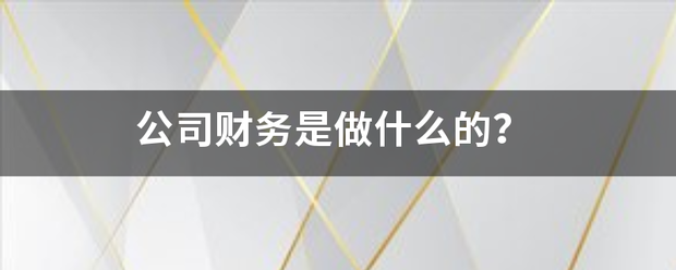 公司财务来自是做什么的？