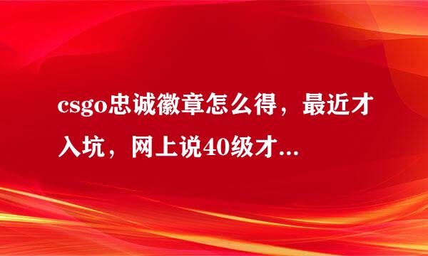 csgo忠诚徽章怎么得，最近才入坑，网上说40级才有我看有的人11级军衔就有了