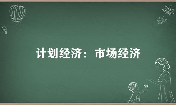 计划经济：市场经济