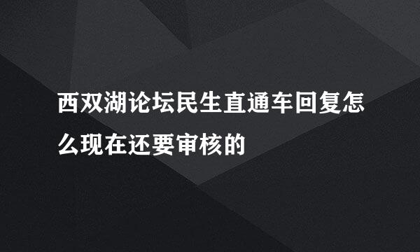 西双湖论坛民生直通车回复怎么现在还要审核的