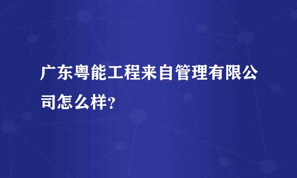 广东粤能工程来自管理有限公司怎么样？