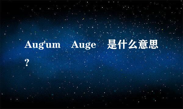 Aug'um Auge 是什么意思?