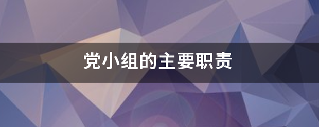 党小组的主要职责