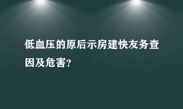 低血压的原后示房建快友务查因及危害？