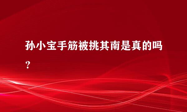 孙小宝手筋被挑其南是真的吗？