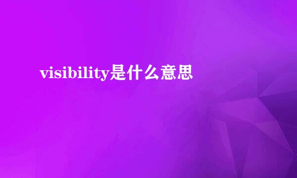 visibility是什么意思