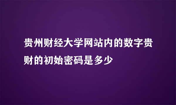 贵州财经大学网站内的数字贵财的初始密码是多少