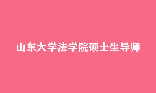 山东大学法学院硕士生导师