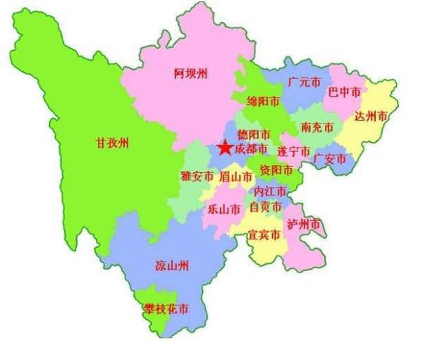 四川行政区划图