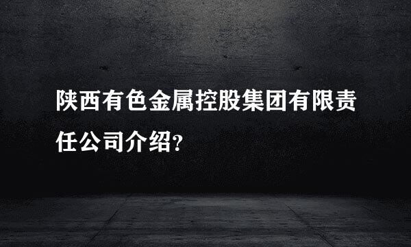 陕西有色金属控股集团有限责任公司介绍？