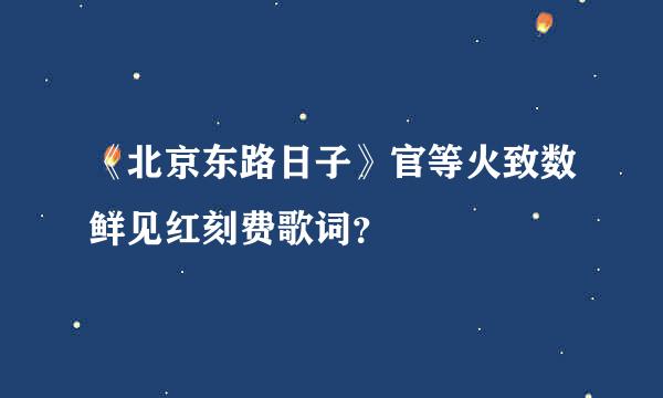 《北京东路日子》官等火致数鲜见红刻费歌词？