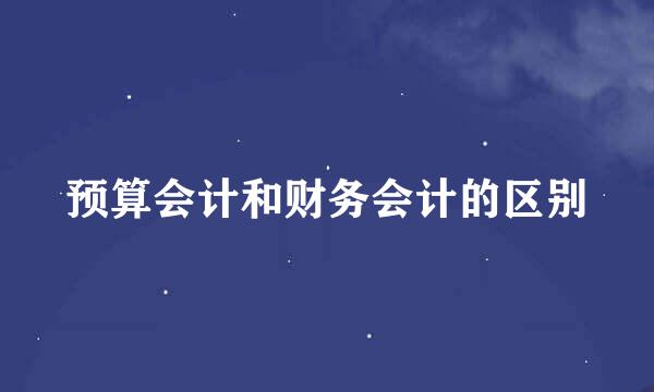 预算会计和财务会计的区别