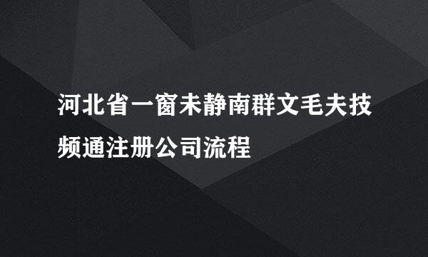 河北省一窗未静南群文毛夫技频通注册公司流程