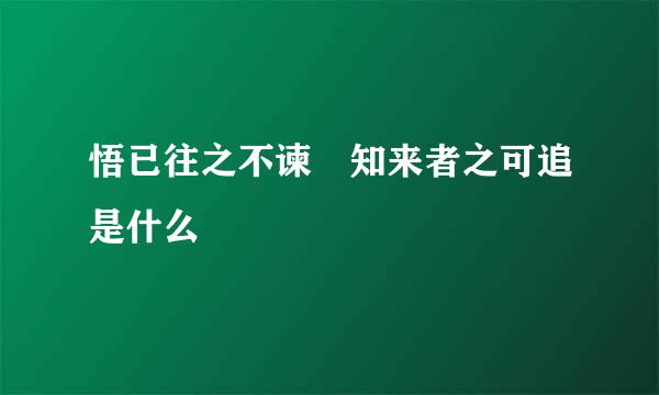 悟已往之不谏 知来者之可追是什么