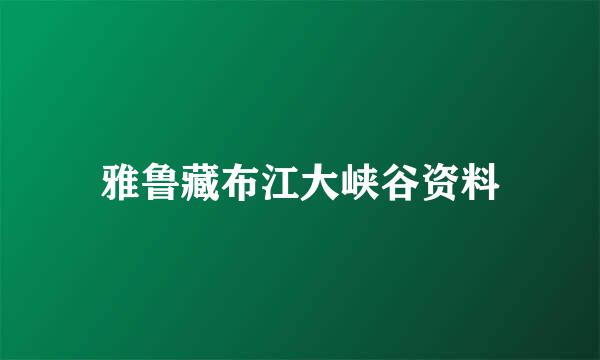 雅鲁藏布江大峡谷资料