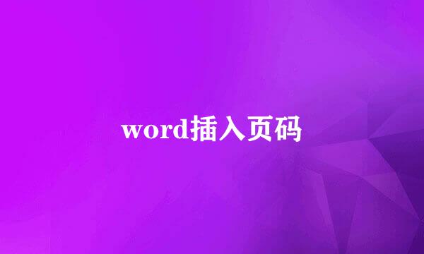 word插入页码