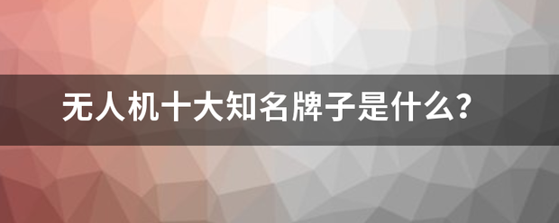 无人机十大知名牌子是什么？