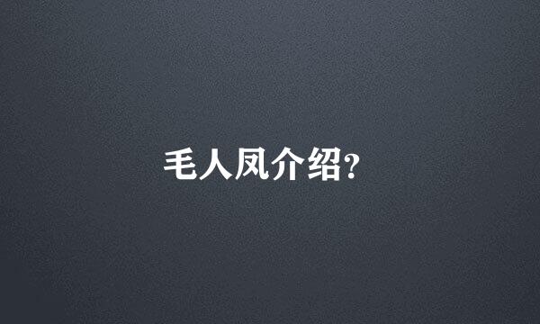 毛人凤介绍？