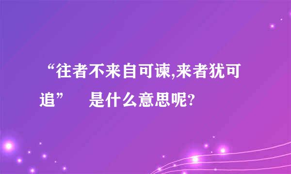 “往者不来自可谏,来者犹可追” 是什么意思呢?