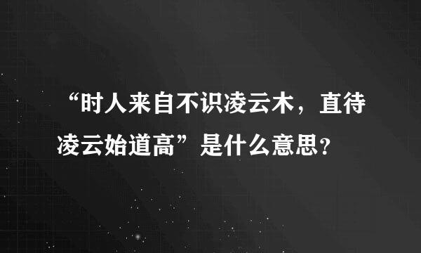 “时人来自不识凌云木，直待凌云始道高”是什么意思？