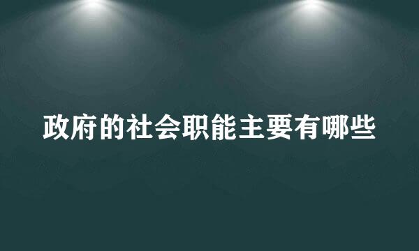 政府的社会职能主要有哪些