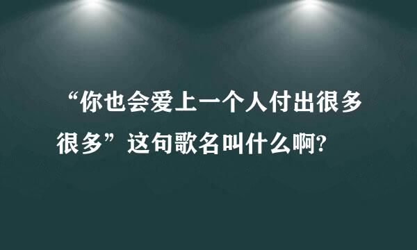 “你也会爱上一个人付出很多很多”这句歌名叫什么啊?