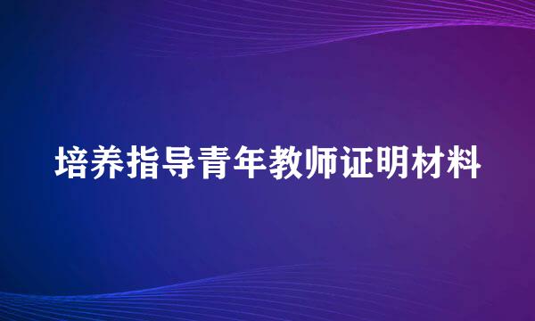 培养指导青年教师证明材料