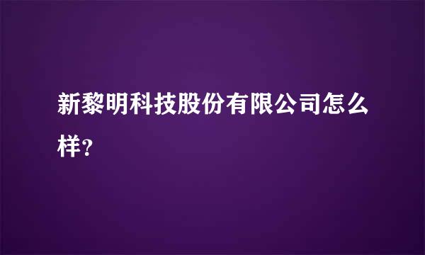 新黎明科技股份有限公司怎么样？