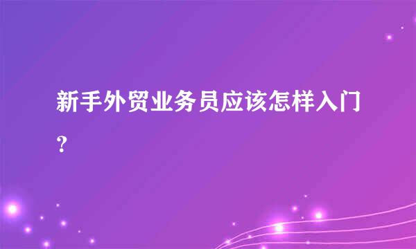 新手外贸业务员应该怎样入门？