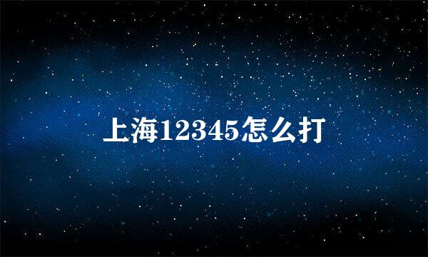 上海12345怎么打