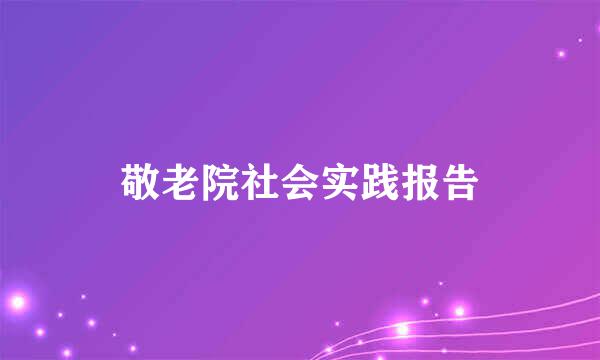 敬老院社会实践报告