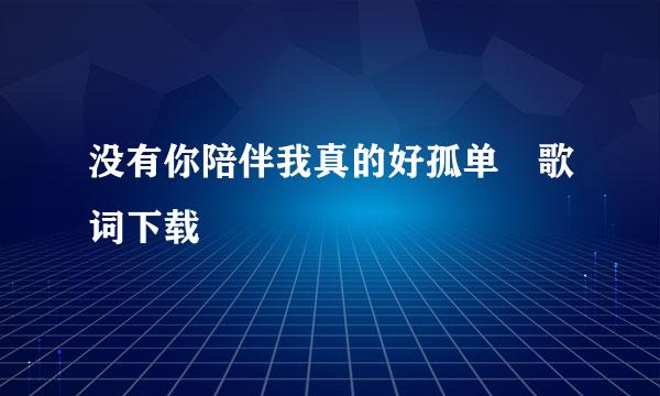 没有你陪伴我真的好孤单 歌词下载