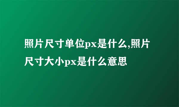 照片尺寸单位px是什么,照片尺寸大小px是什么意思