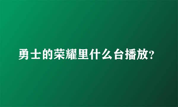 勇士的荣耀里什么台播放？