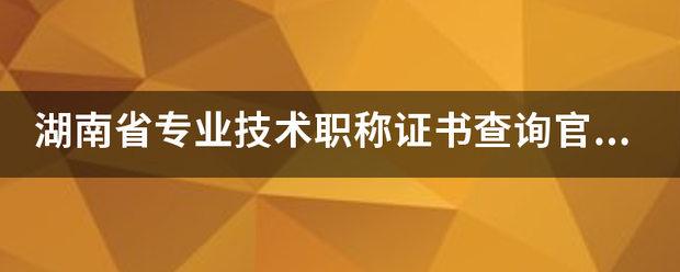 湖南省专业技术职称证书查询官网？