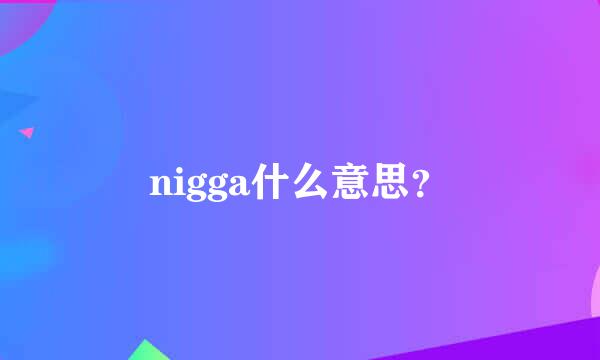 nigga什么意思？