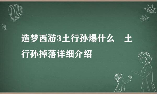 造梦西游3土行孙爆什么 土行孙掉落详细介绍