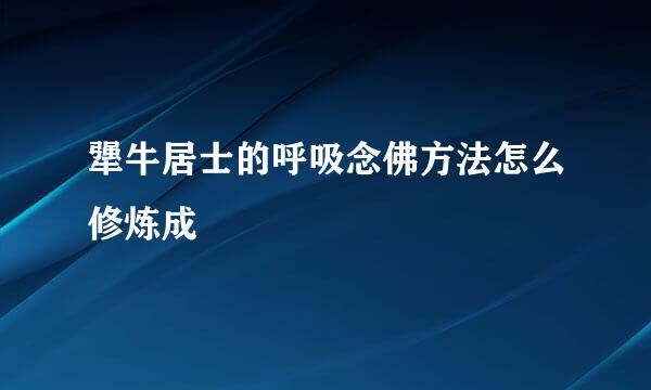 犟牛居士的呼吸念佛方法怎么修炼成