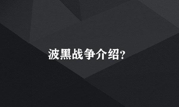 波黑战争介绍？