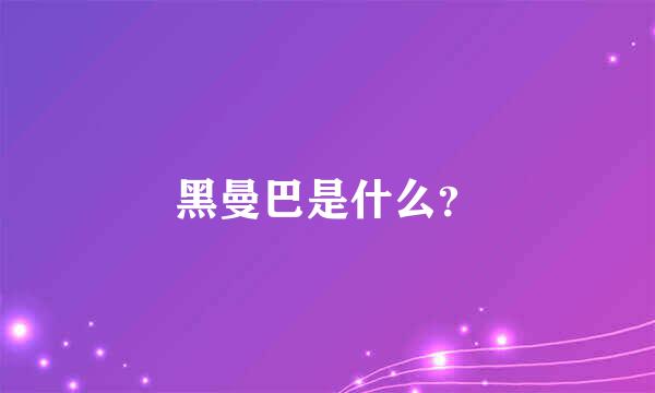 黑曼巴是什么？