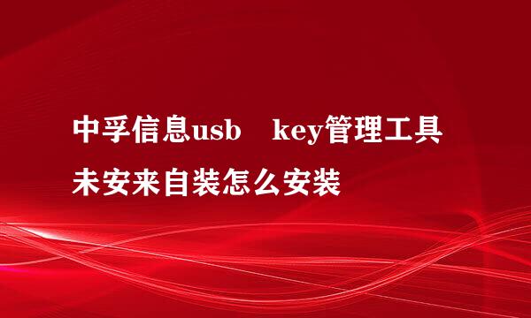 中孚信息usb key管理工具未安来自装怎么安装