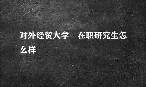 对外经贸大学 在职研究生怎么样