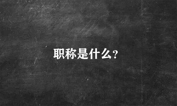 职称是什么？