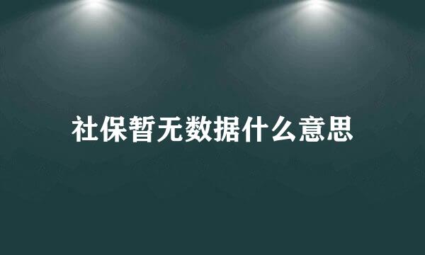 社保暂无数据什么意思