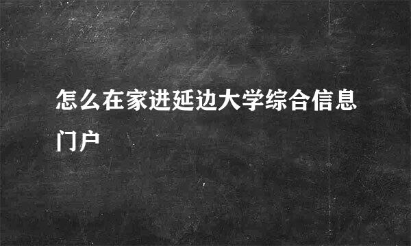 怎么在家进延边大学综合信息门户