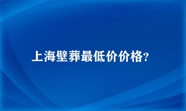 上海壁葬最低价价格？